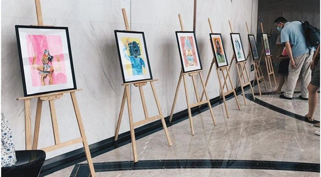 Artwork display at an exhibition