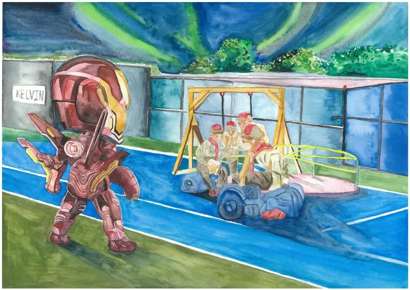 Iron Man represents Kelvin in a reflection on alienation during Year 9; the aurora symbolises beauty found amid hardship.