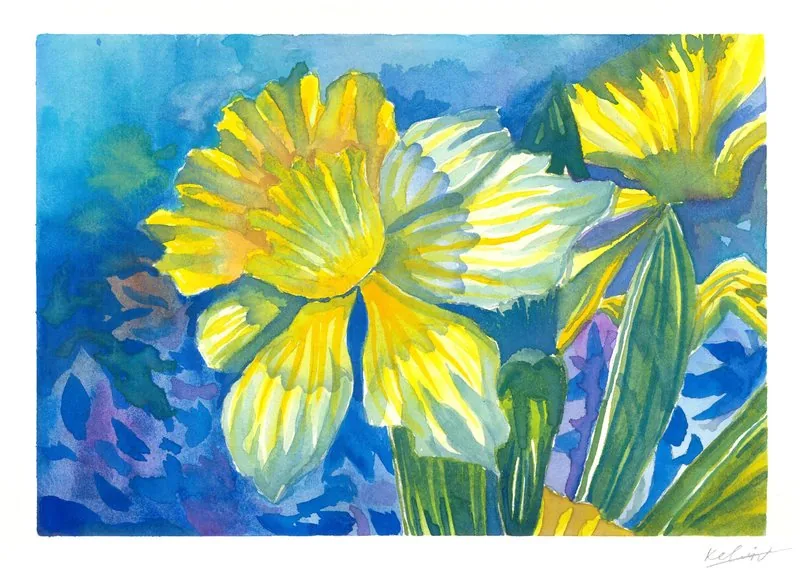 Flowers blooming against a blue background express the beauty worth cherishing in a difficult world.