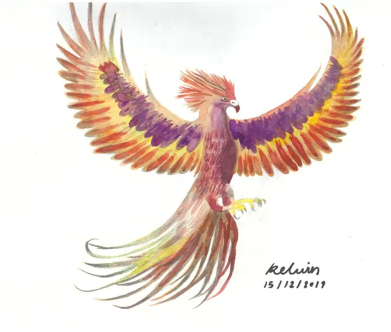A phoenix, presented as a Chinese symbol of life, recalls Macau’s vividness in 2019 and a milestone in learning watercolour.