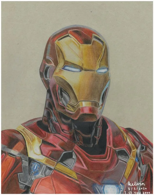 Kelvin’s first realistic coloured-pencil artwork pays tribute to Tony Stark and his sacrifice in Avengers: Endgame.