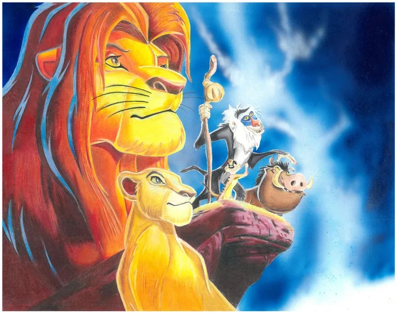 An early experiment with coloured pencil and airbrush uses vibrant colour to express a character’s courage when facing the unknown.
